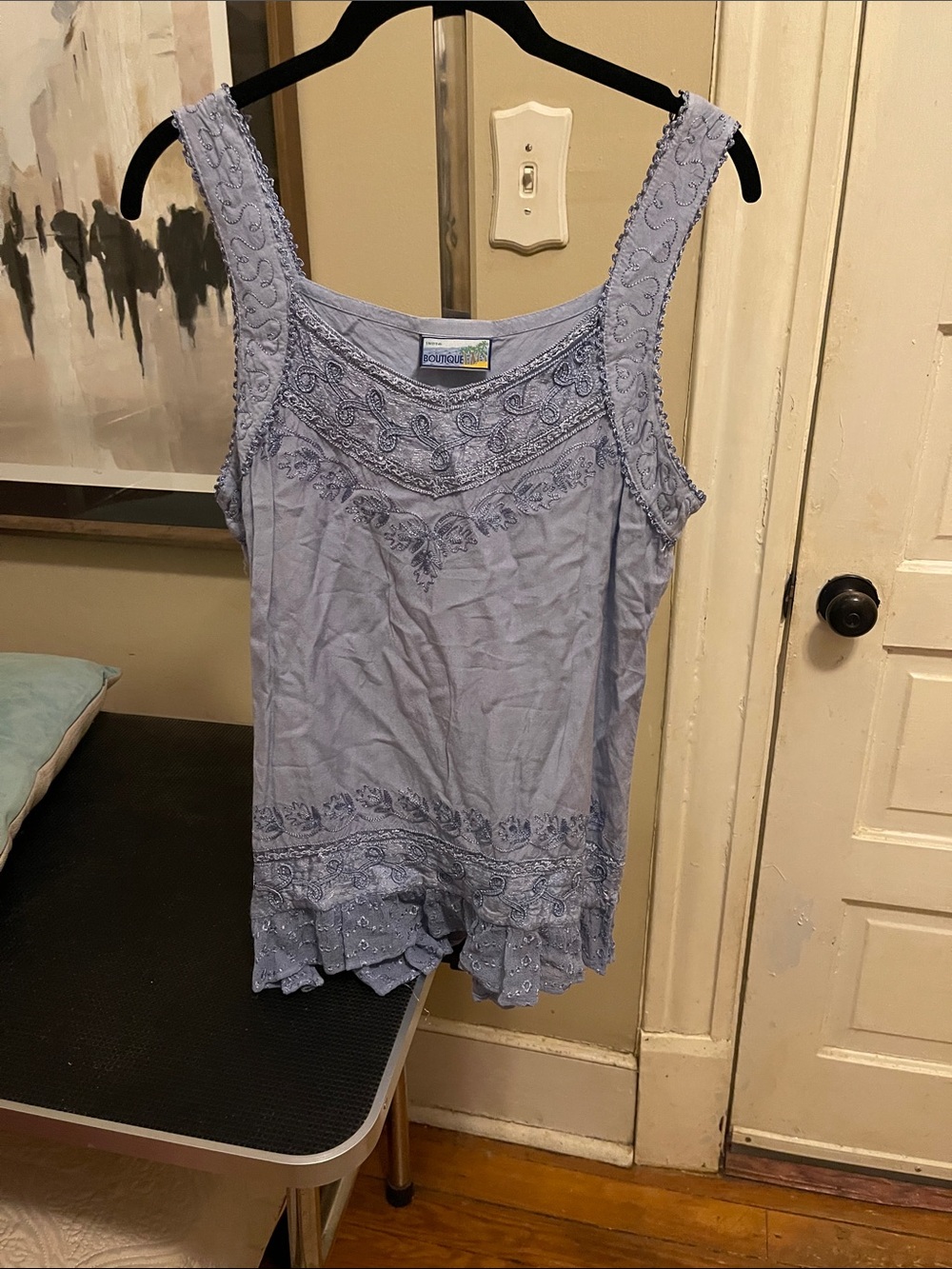 India Boutique Lavender blue gray Embroidered Camisole. READ about the sizing